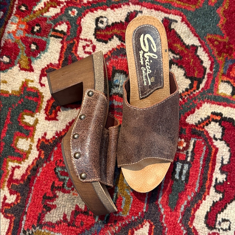 Sbicca Brown Studded Mules